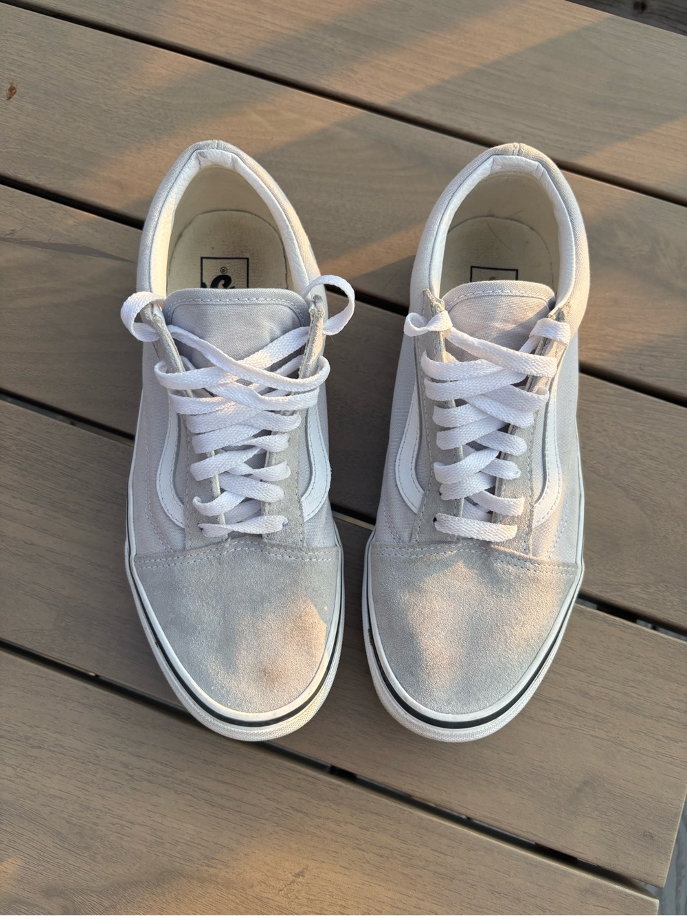 Vans Men's Low-Top Sneakers in Light Gray and White, size 8.5